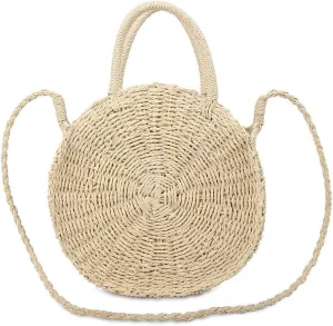Straw Bag Crossbody for Women Weave Shoulder Bag Round Summer Beach Purse and Handbags