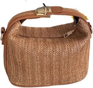 Straw Bag Summer Hand-held Straw Bag Versatile Shoulder Messenger Bag Fashion Handbag Woven Bag Straw Bags