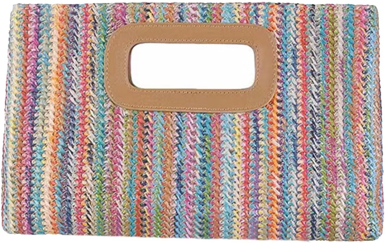Straw Bag Top Handle Handbags for Women Straw Beach Summer Clutch Shoulder Crossbody Purse