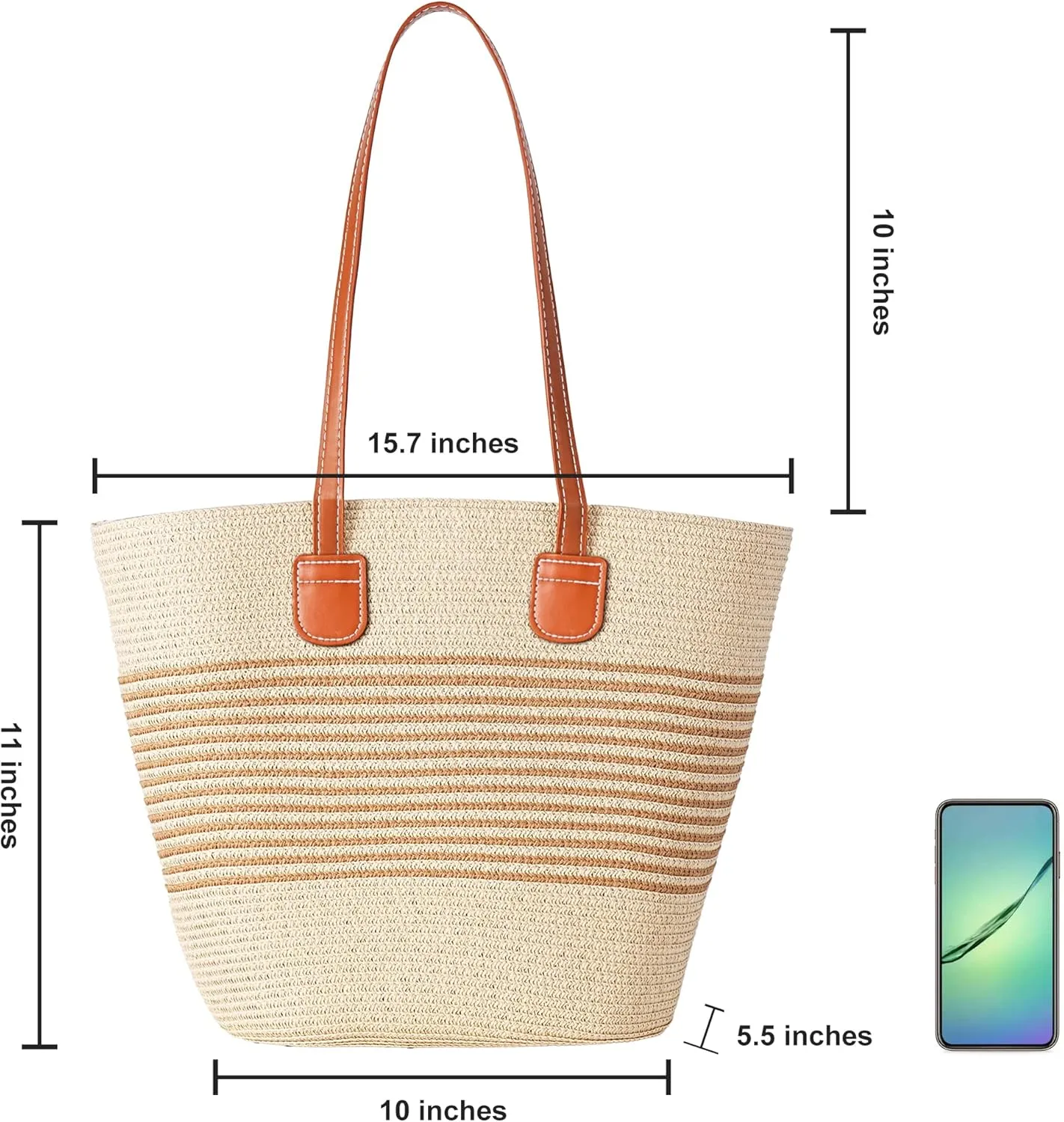 Straw Bags for Women, Straw Beach Bags for Women Beach Tote Bag Summer Woven Shoulder Handbags for Vacation Holiday