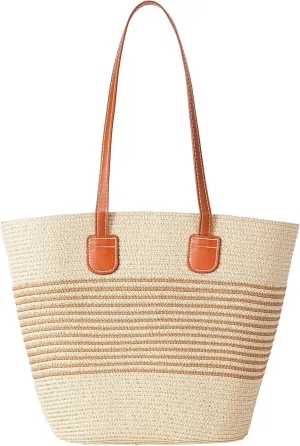 Straw Bags for Women, Straw Beach Bags for Women Beach Tote Bag Summer Woven Shoulder Handbags for Vacation Holiday