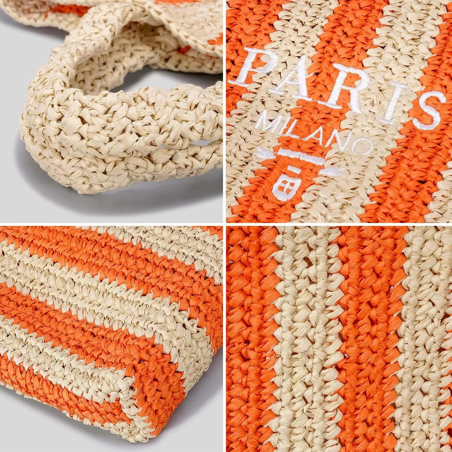 Straw Beach Bag for Women Summer Woven Tote Bag Packable Straw Purses and Handbags for Vacation Holiday