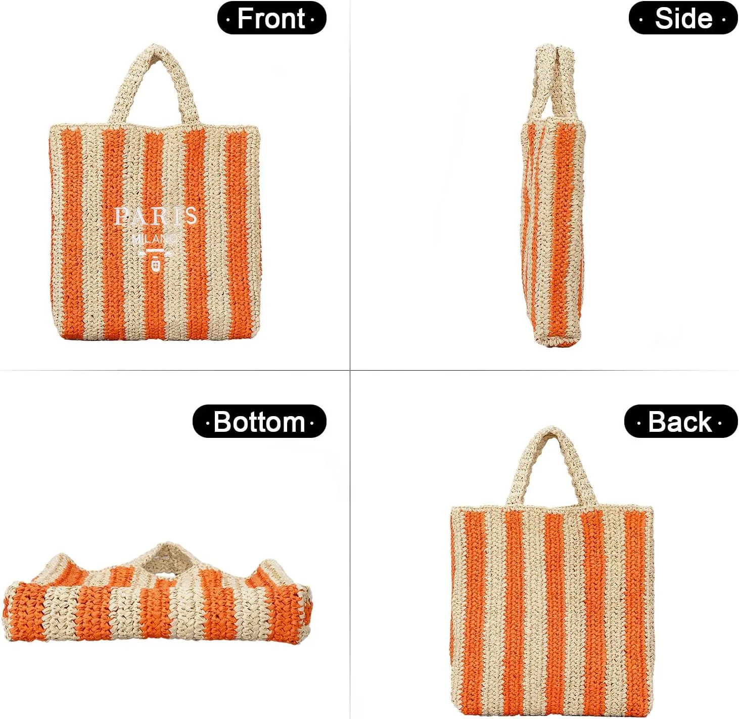 Straw Beach Bag for Women Summer Woven Tote Bag Packable Straw Purses and Handbags for Vacation Holiday