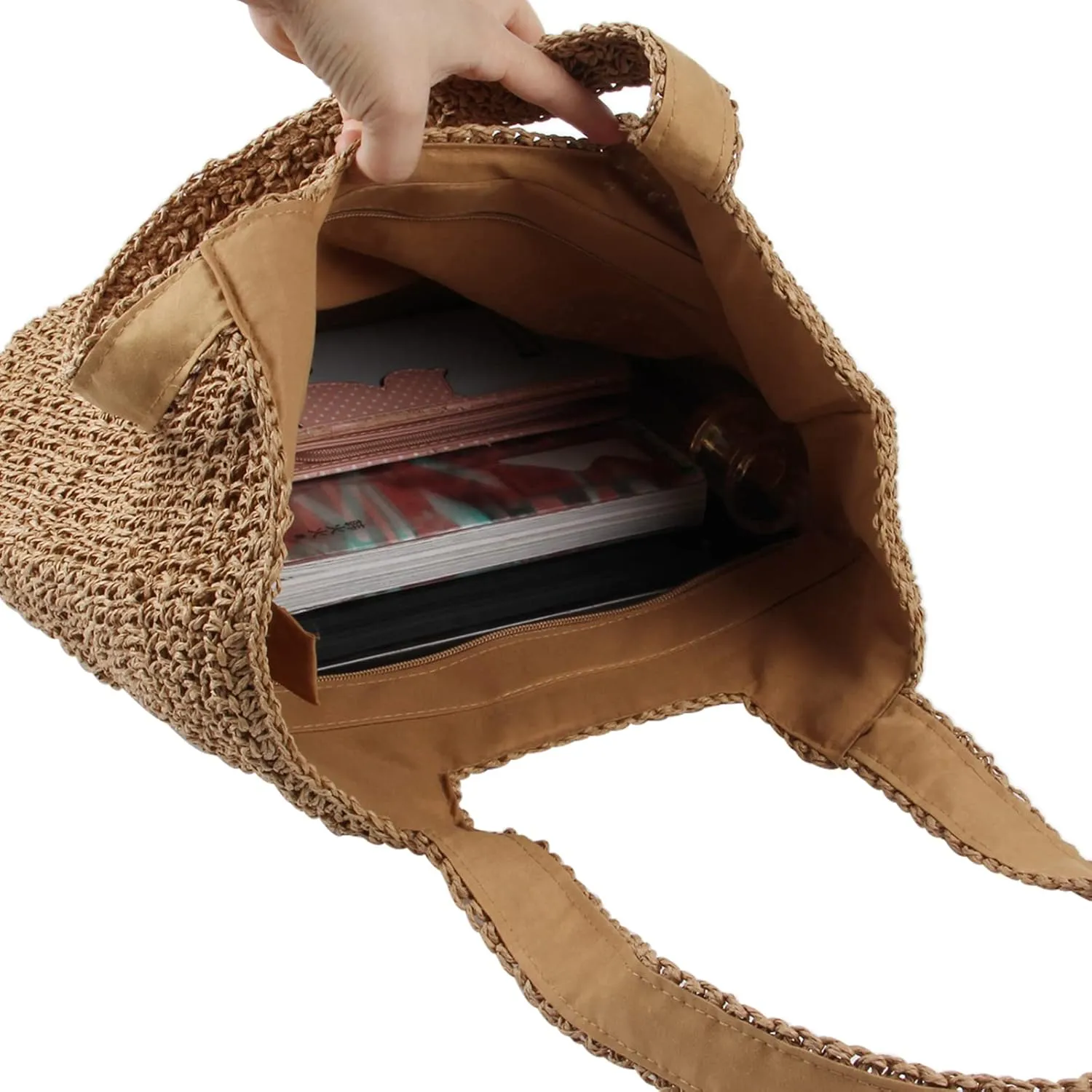 Straw Beach Bag for Women Summer Woven Tote Bag Shoulder Handbags