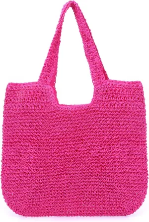 Straw Beach Bag for Women Summer Woven Tote Bag Shoulder Handbags