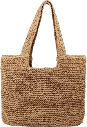 Straw Beach Bag for Women Summer Woven Tote Bag Shoulder Handbags