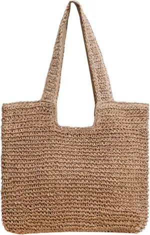 Straw Beach Bag The Tote Bag for Women Summer Rattan Bag for Vacation Wicker Woven Weekender Bags
