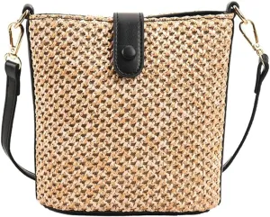 Straw Beach Bags For Women Rattan Purse Summer Straw Cross-body Bag Raffia Handbag Purses Shoulder Bag Small Bucket Bag 2025