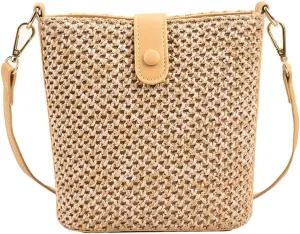 Straw Beach Bags For Women Rattan Purse Summer Straw Cross-body Bag Raffia Handbag Purses Shoulder Bag Small Bucket Bag 2025