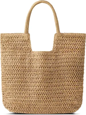 Straw Beach Bags for Women - Summer Woven Tote Bag Shoulder Handbags, Large Beach Bag for Women for Holiday