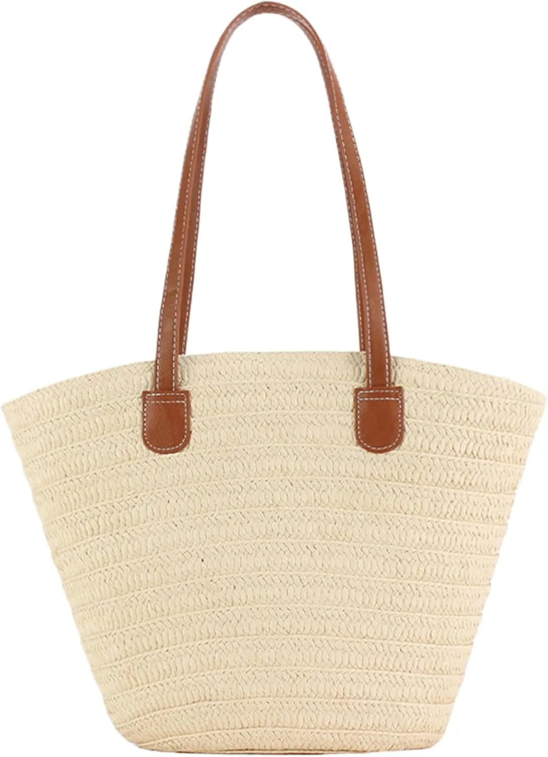 Straw Beach Handbag Super-Large Joker Shoulder Bag, Suitable for Travel, Beach Dinners and Gifts for Mom, Teachers Friends (Beige)