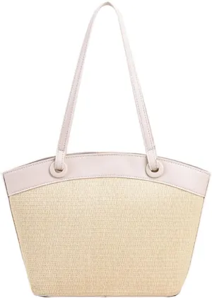 Straw Beach Tote for Women - French Retro Shoulder Bag, Summer Woven Tote, Travel Bag