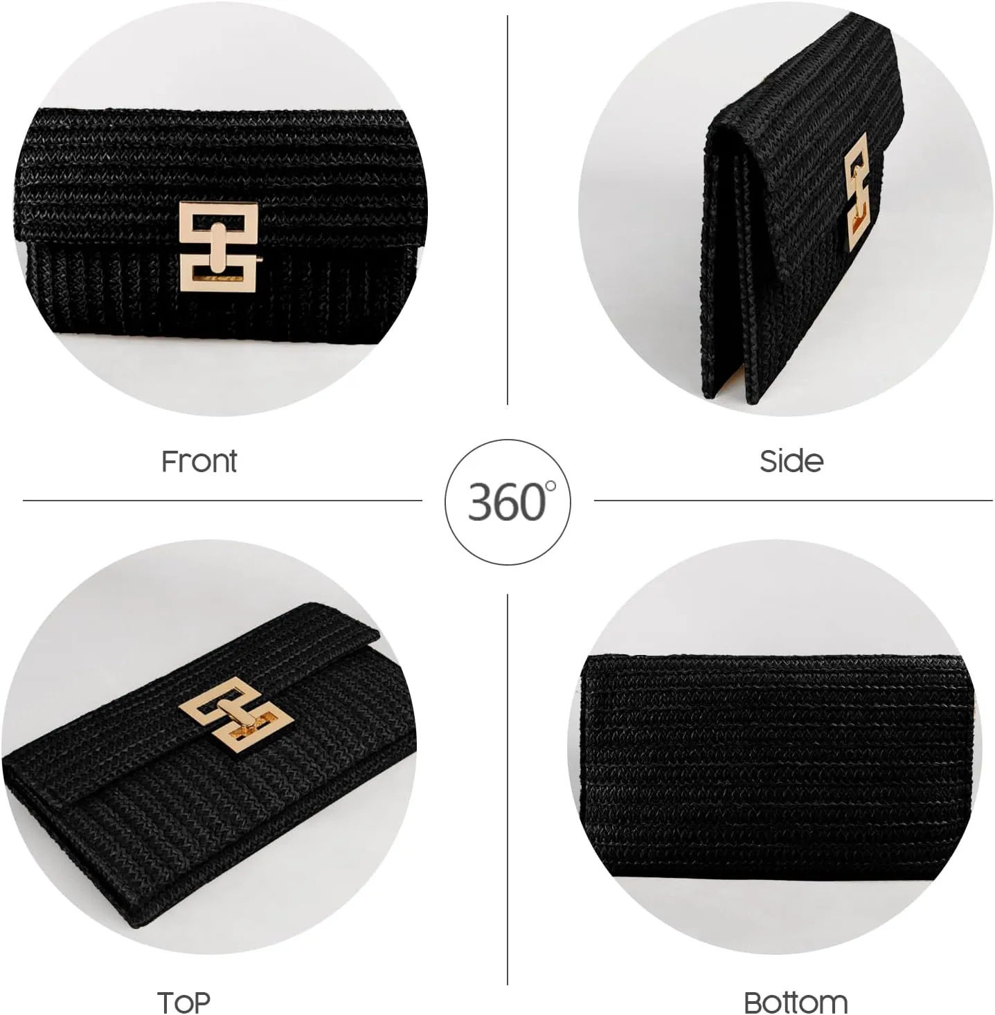 Straw Clutch Purse Crossbody Bag for Women Designer Evening Handbag Casual Summer Beach Straw Shoulder Bag