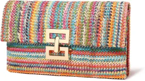Straw Clutch Purse Crossbody Bag for Women Designer Evening Handbag Casual Summer Beach Straw Shoulder Bag