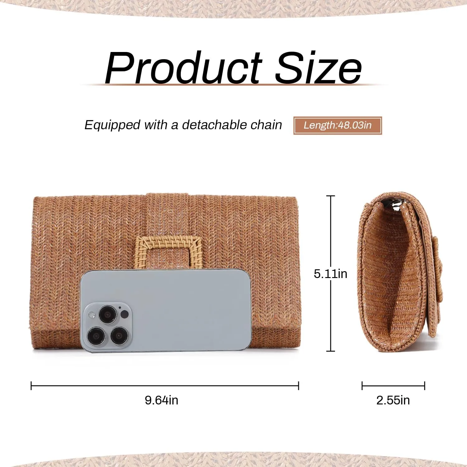 Straw Clutch Purse for Women Rattan Summer Evening Handbag Woven Beach Envelope Purse Raffia Handbag