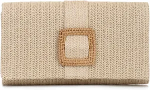 Straw Clutch Purse for Women Rattan Summer Evening Handbag Woven Beach Envelope Purse Raffia Handbag