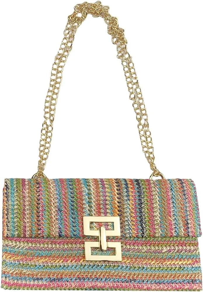 Straw Clutch Purse for Women Summer Beach Clutch Handbag Woven Purse Wicker Rattan Envelope Clutch2