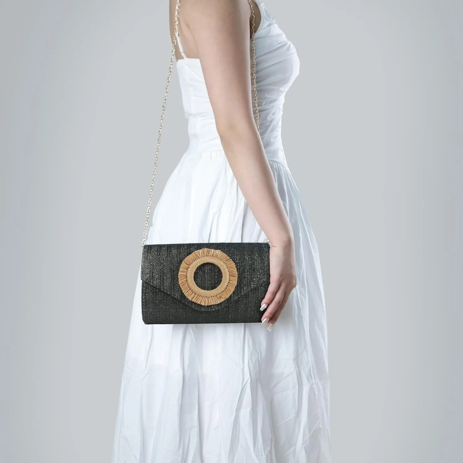Straw Clutch Purse for Women,Summer Beach Bag,Envelope Evening Clutch Handbags for Formal Party Wedding 2025