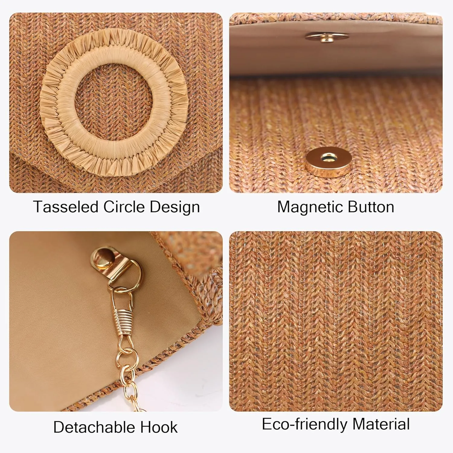 Straw Clutch Purse for Women,Summer Woven Beach Bag,Envelope Evening Handbags for Wedding Vacation Travel Party 2025