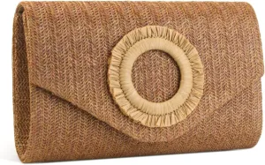 Straw Clutch Purse for Women,Summer Woven Beach Bag,Envelope Evening Handbags for Wedding Vacation Travel Party 2025
