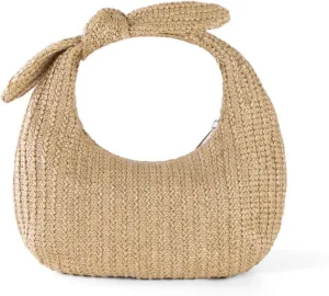 Straw Clutch Purses for Women, Knotted Summer Beach Bag Dumpling Evening Clutch Handbags Woven Underarm Bag