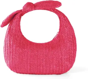 Straw Clutch Purses for Women, Knotted Summer Beach Bag Dumpling Evening Clutch Handbags Woven Underarm Bag