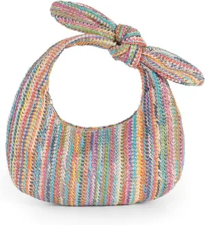 Straw Clutch Purses for Women, Knotted Summer Beach Bag Dumpling Evening Clutch Handbags Woven Underarm Bag
