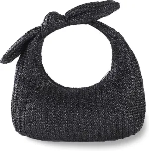 Straw Clutch Purses for Women, Knotted Summer Beach Bag Dumpling Evening Clutch Handbags Woven Underarm Bag