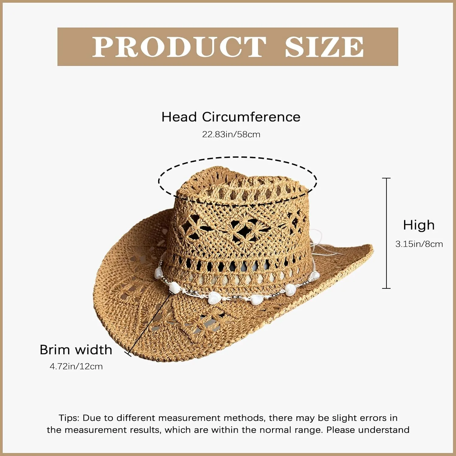 Straw Cowboy Hats for Women, Western Cowgirl Hat, Beach Hat Sun Hat with Shapeable Brim Shapeable Cowboy Hat