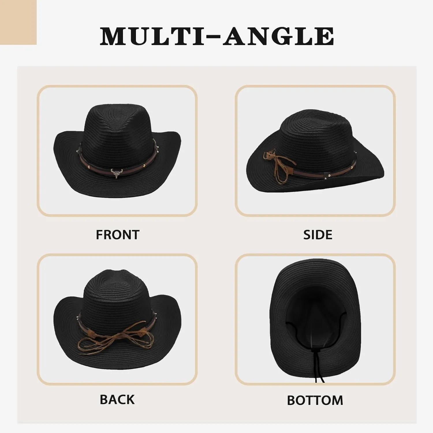 Straw Cowboy Hats Straw Cowgirl Hat for Women Men Wide with Shapeable Wide Brim Foldable Vacation Beach Sun Hat
