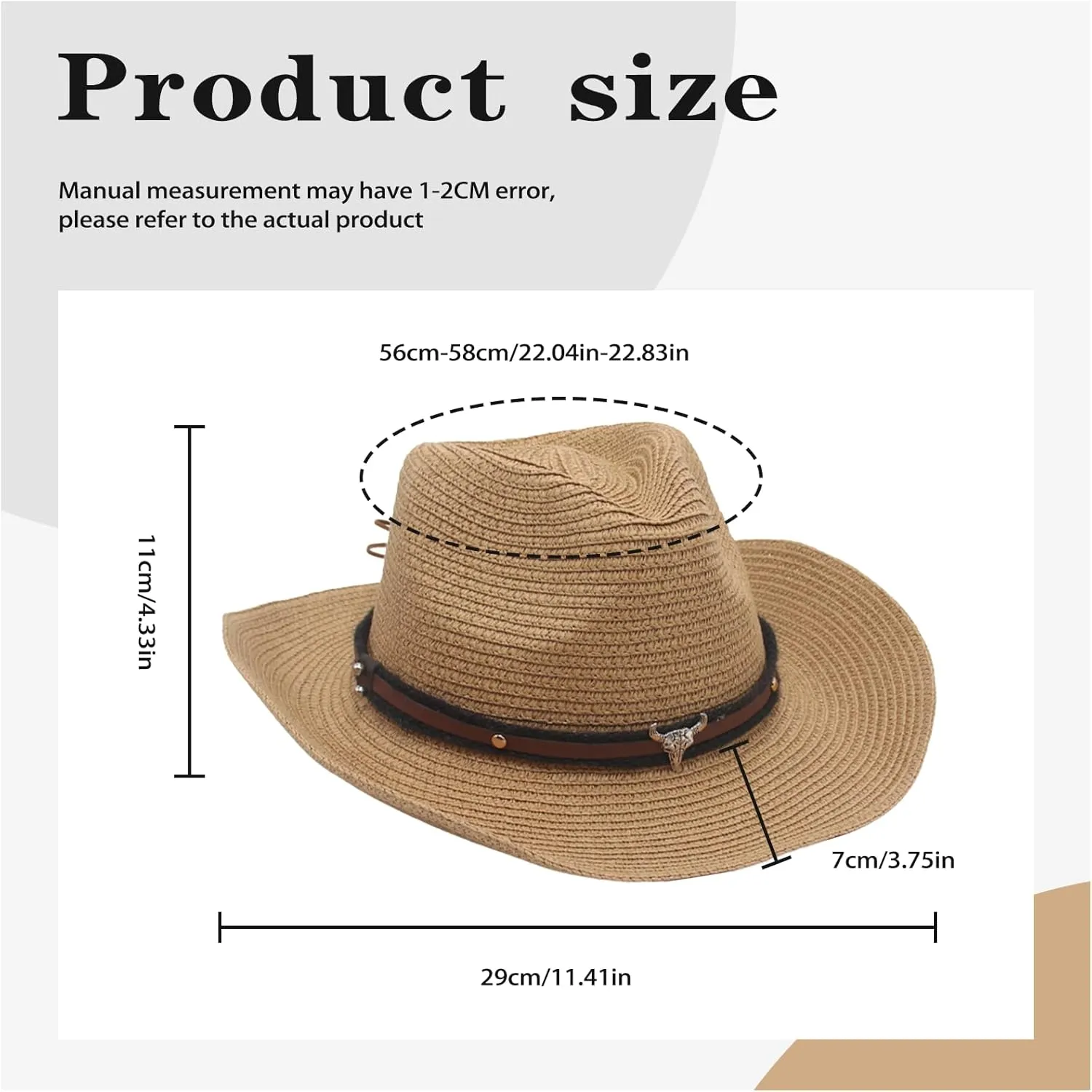 Straw Cowboy Hats Straw Cowgirl Hat for Women Men Wide with Shapeable Wide Brim Foldable Vacation Beach Sun Hat