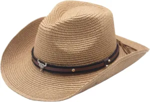 Straw Cowboy Hats Straw Cowgirl Hat for Women Men Wide with Shapeable Wide Brim Foldable Vacation Beach Sun Hat