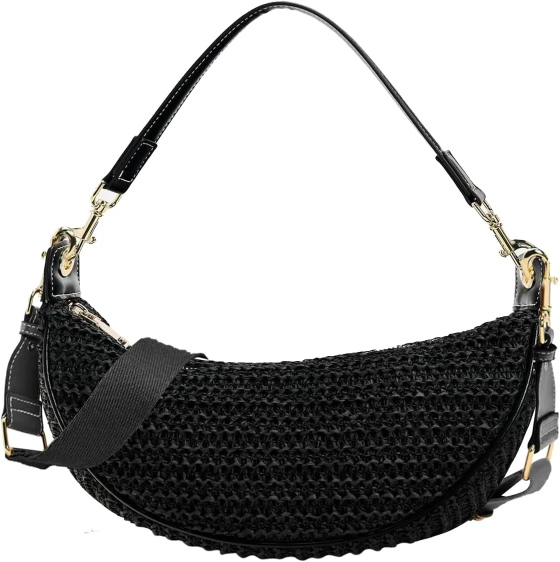 Straw Crossbody Bags for Women Beach Woven Hobo Handbag Summer Chic Crescent Shoulder Purses with Adjustable Strap 2025