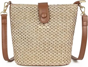 Straw Crossbody Bags for Women, Fashion Rattan Shoulder Bag Boho Woven Bag Summer Straw Clutch Purse for Vacation