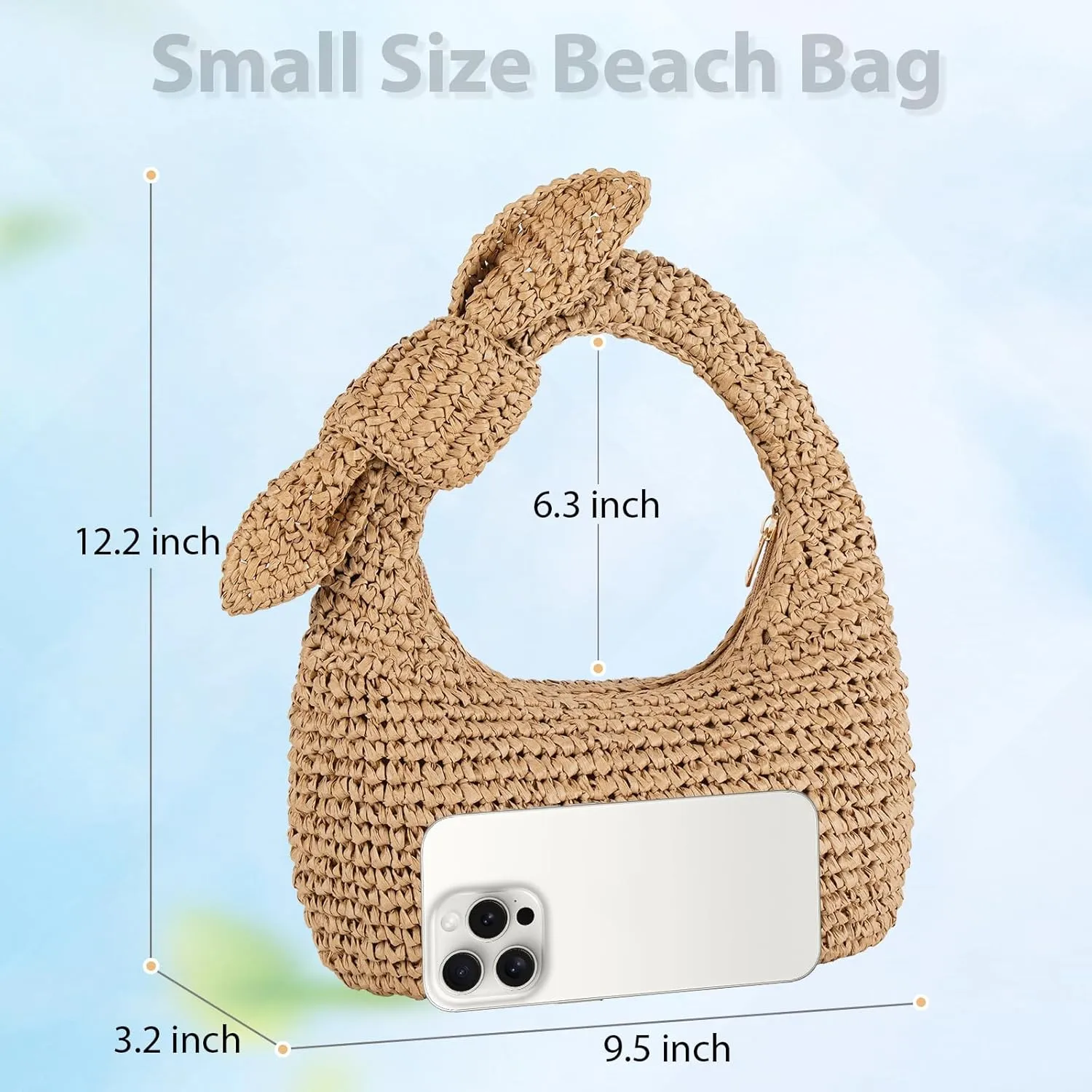 Straw Handbags Small Tote Purse Bow Knotted Straw Clutch with Tassels for Summer Beach Travel