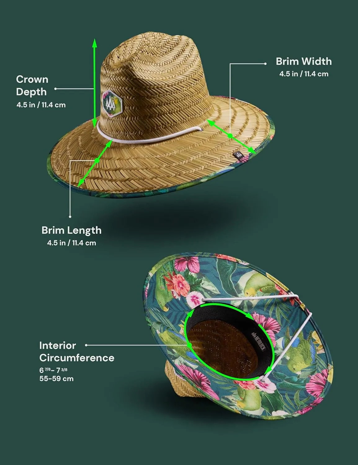 Straw Hat for Men & Women | Lifeguard Hat, Beach Hat & Sun Hat | UPF 50  Wide Brim for Sun Protection | One Size | Hemlock