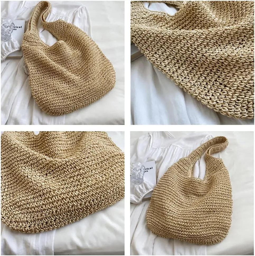 Straw Hobo Bags for Women Vintage Handbag Tote Bag Boho Crochet Beach Bag Trendy 2025 Handwoven Shoulder Bags Purse