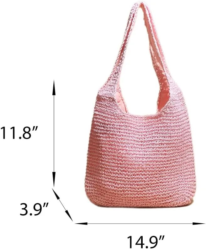 Straw Hobo Bags for Women Vintage Handbag Tote Bag Boho Crochet Beach Bag Trendy 2025 Handwoven Shoulder Bags Purse