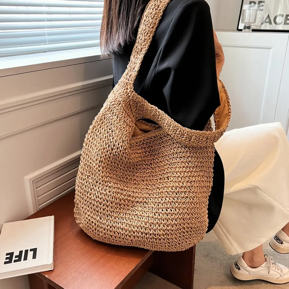 Straw Hobo Bags for Women Vintage Handbag Tote Bag Boho Crochet Beach Bag Trendy 2025 Handwoven Shoulder Bags Purse