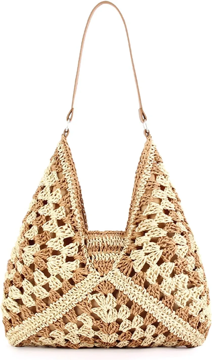 Straw Hobo Beach Bag for Women Summer Purses Woven Tote Bags Shoulder Tote Bag Summer Everything Tote Bag