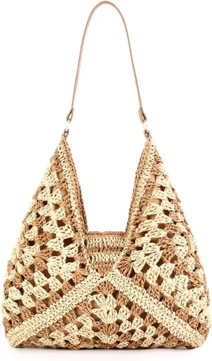 Straw Hobo Beach Bag for Women Summer Purses Woven Tote Bags Shoulder Tote Bag Summer Everything Tote Bag