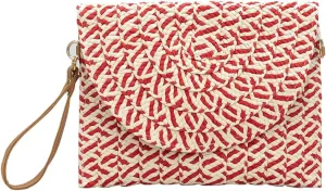 Straw Shoulder Bag for Women Summer Beach Bag Handwoven Rattan Purse Bohemian Tote Bag Envelope Clutch Wallet