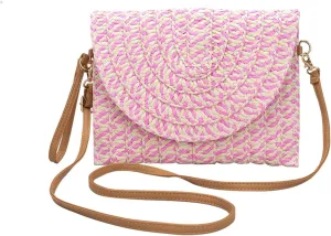 Straw Shoulder Bag for Women Summer Beach Bag Handwoven Rattan Purse Bohemian Tote Bag Envelope Clutch Wallet