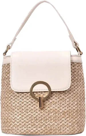 Straw Weave Women Ladies Bucket Handbags Summer Beach Shoulder Bags Lap Purse (B, One Size)