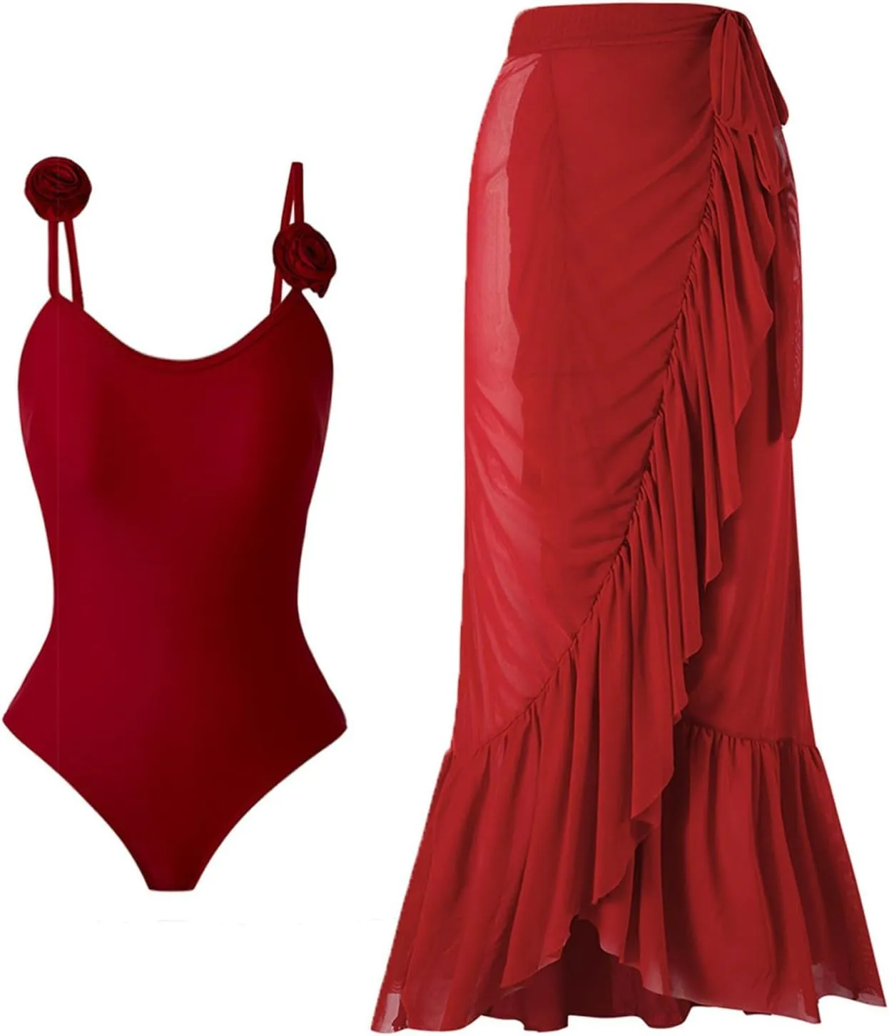 Stylish Women's Swimsuit with Elegant Mesh Skirt for Beach and Pool Parties Perfect for Summer Escapes and