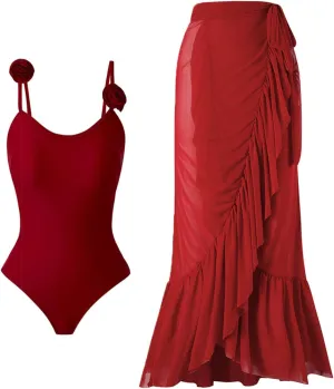 Stylish Women's Swimsuit with Elegant Mesh Skirt for Beach and Pool Parties Perfect for Summer Escapes and