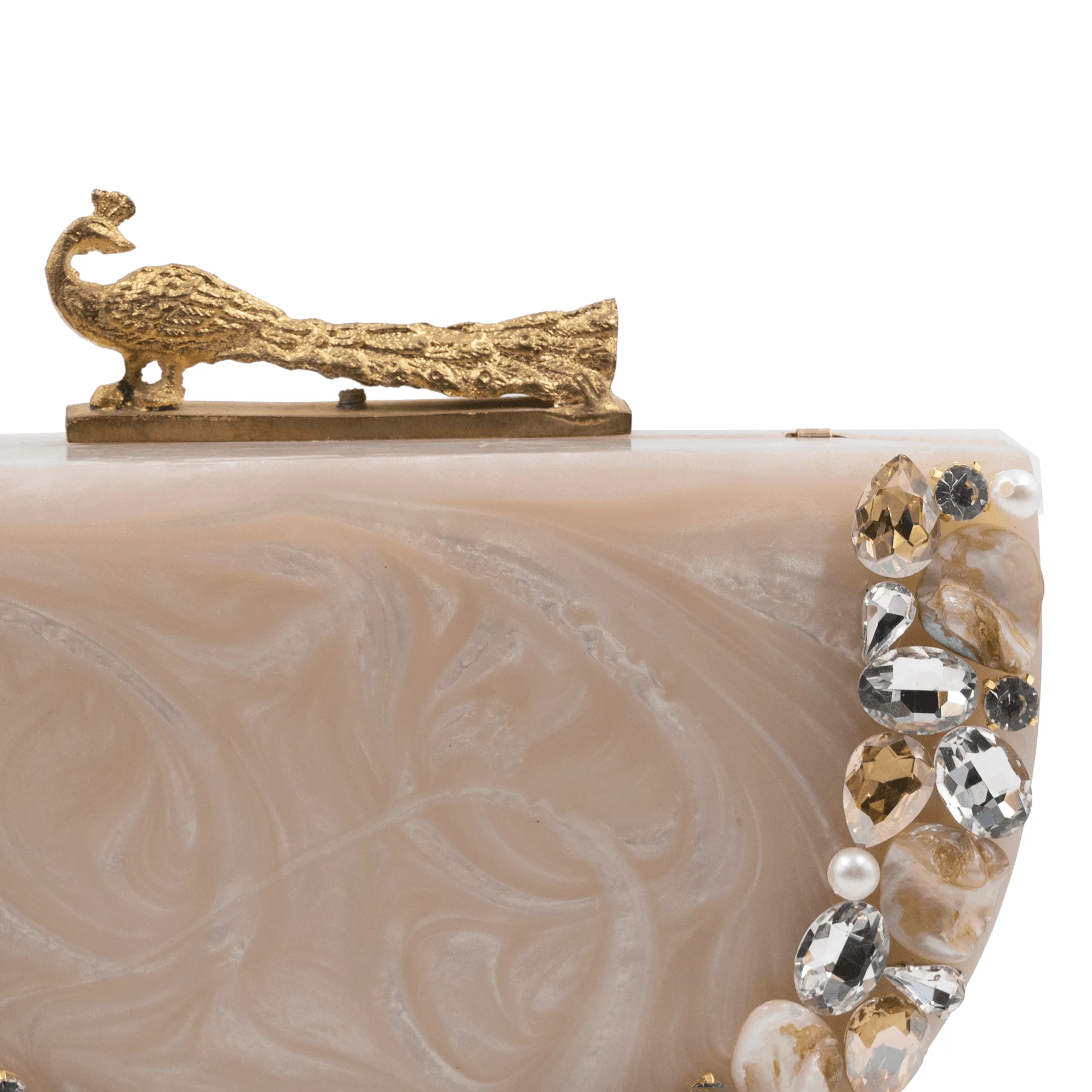 Sugarcrush beige luxury embellished clutch
