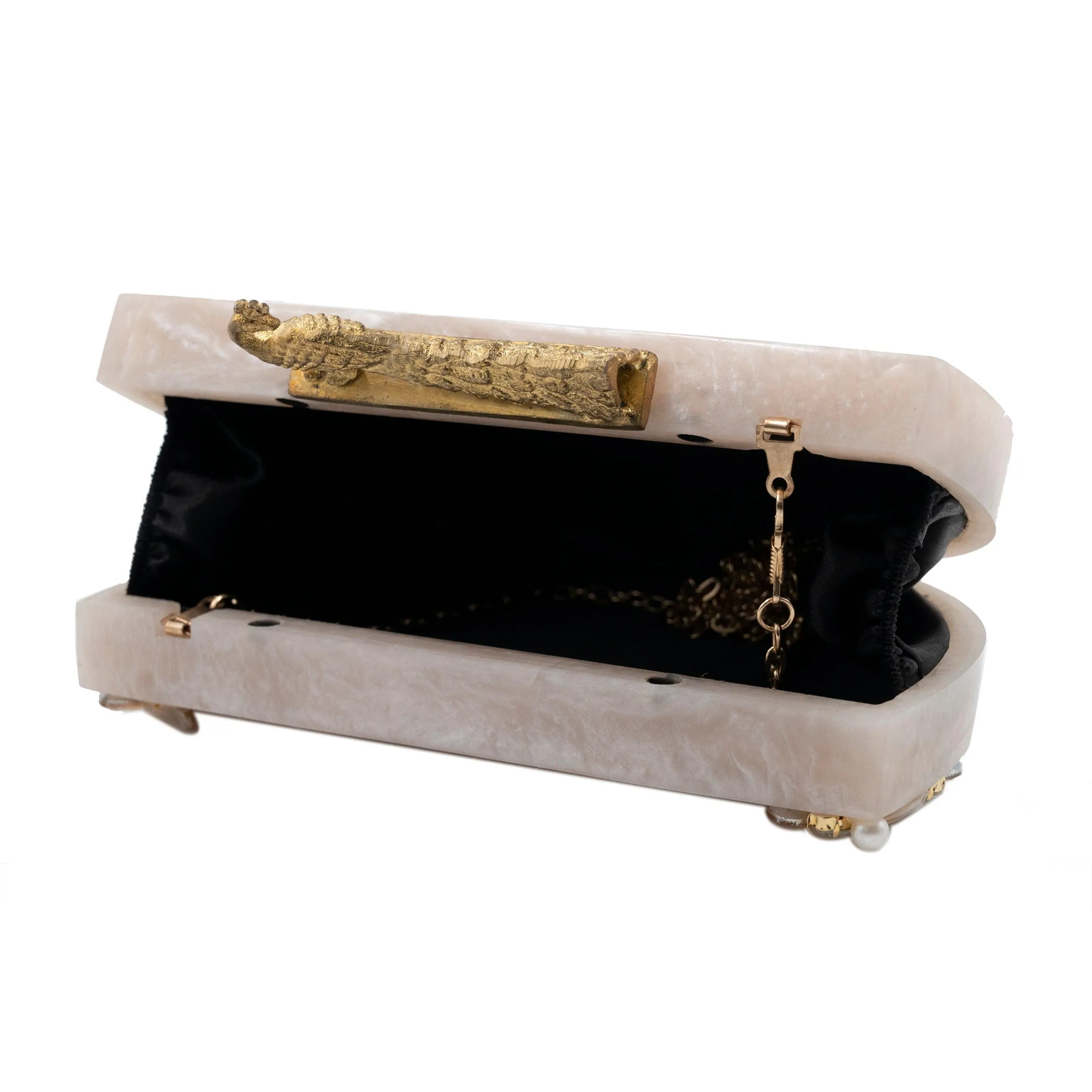 Sugarcrush beige luxury embellished clutch