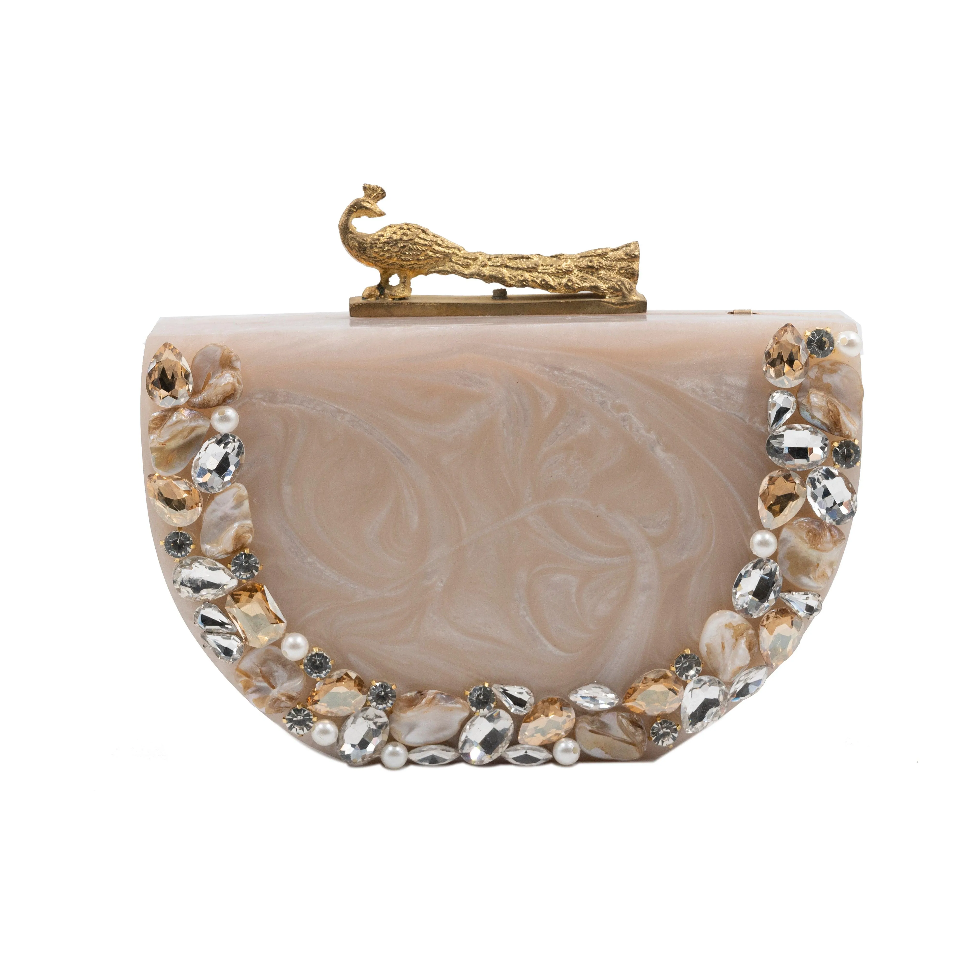 Sugarcrush beige luxury embellished clutch