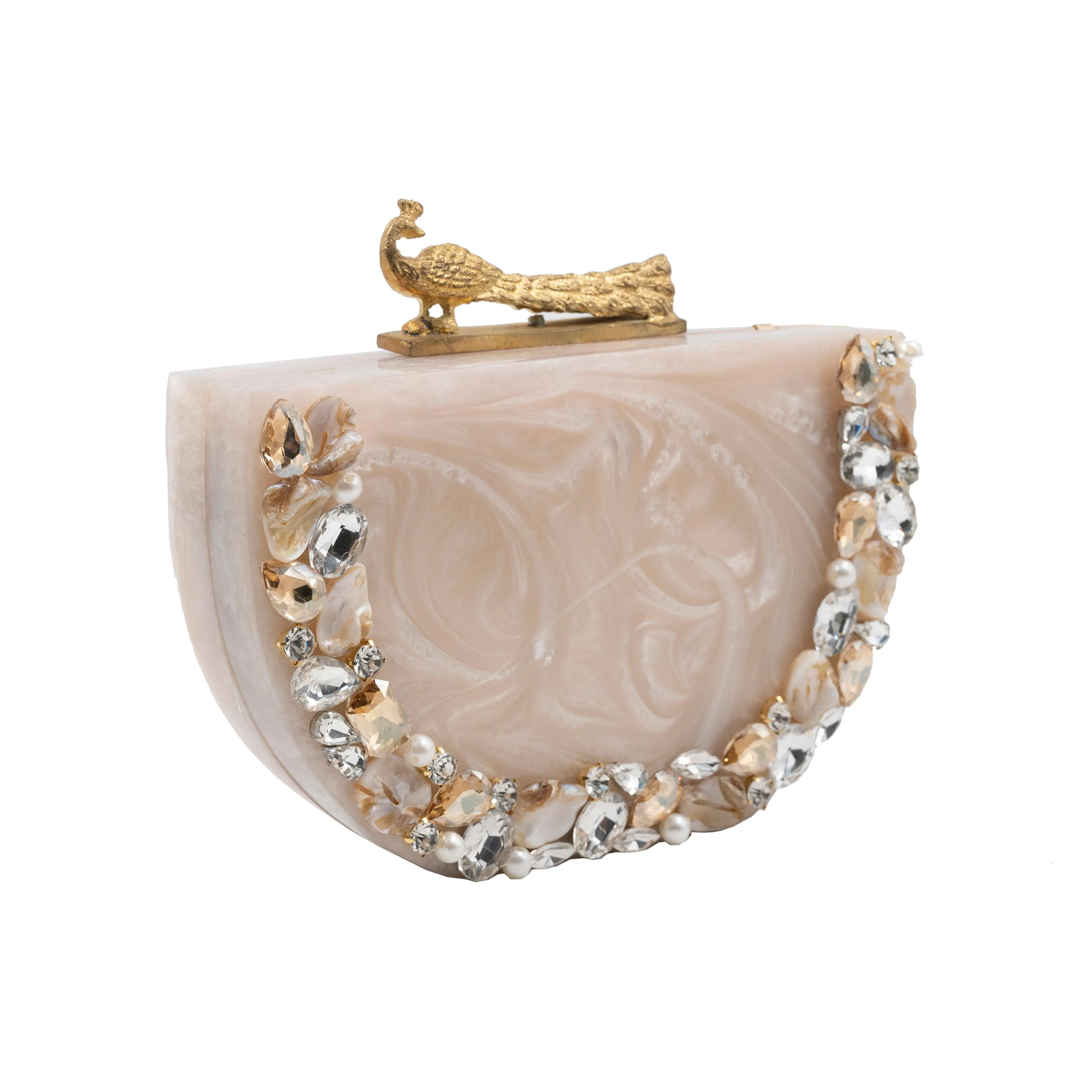 Sugarcrush beige luxury embellished clutch